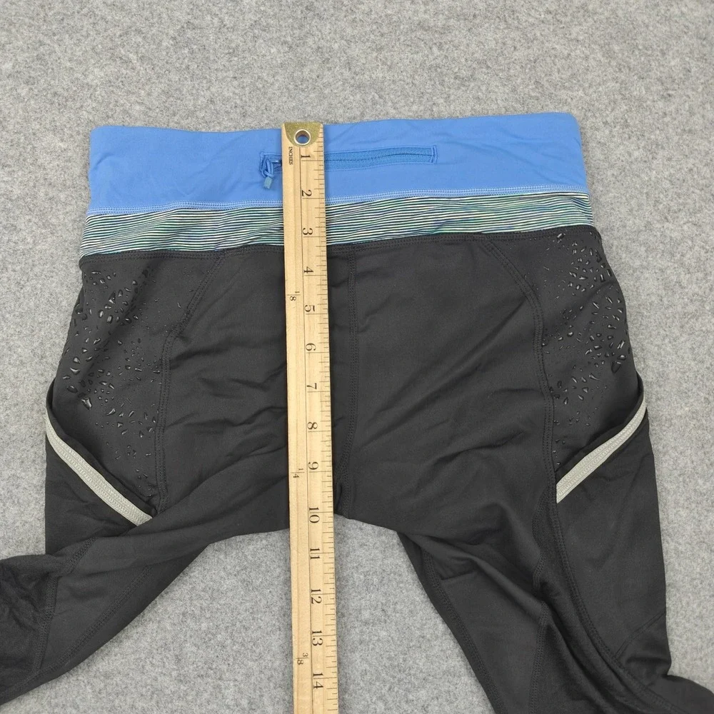 Lululemon‎ Leggings Womens 6 Black Capri Mesh Back Zip Pocket Running Yoga Gym